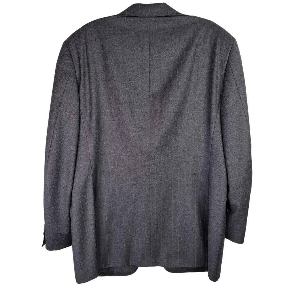 CANALI Coat Sport Jacket Blazer Wool Gray Stripe Two Button Mens 52 US 42
